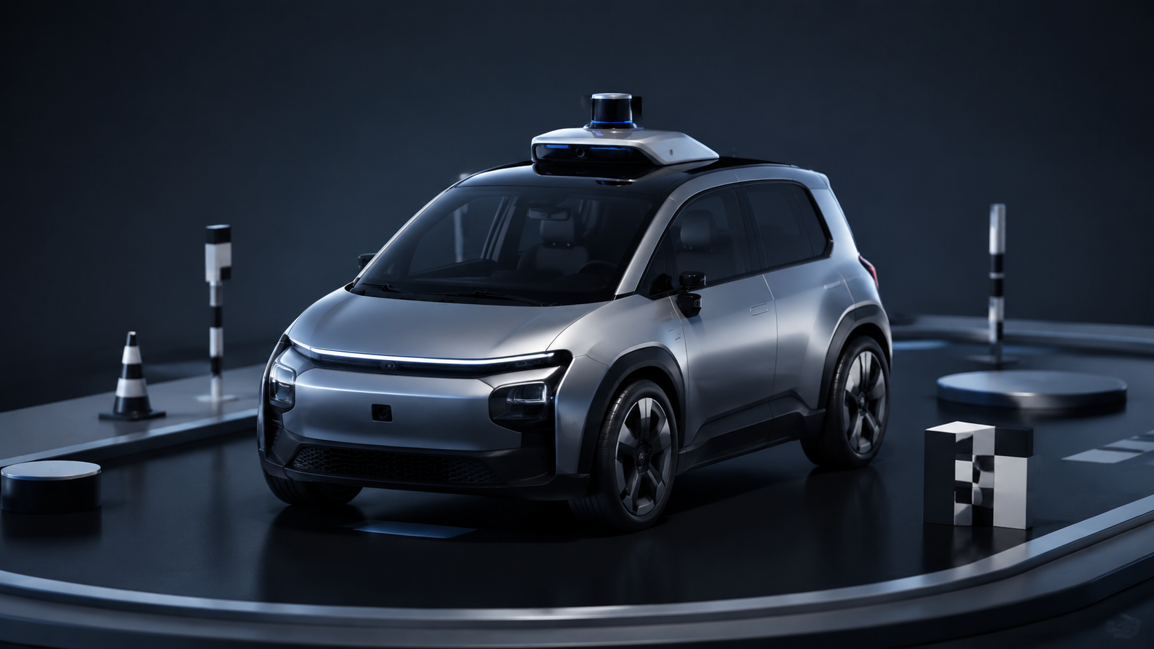 A 3D autonomous test vehicle scene